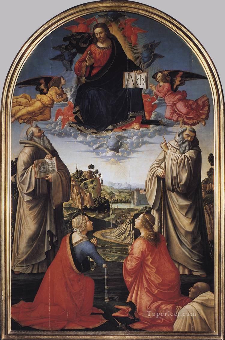 Cristo en el cielo con cuatro santos y un donante Renacimiento Florencia Domenico Ghirlandaio Pintura al óleo